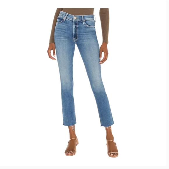 Mother The Mid Rise Dazzler Ankle Fray Jeans Riding The Cliffside 23 NWT - Picture 1 of 4
